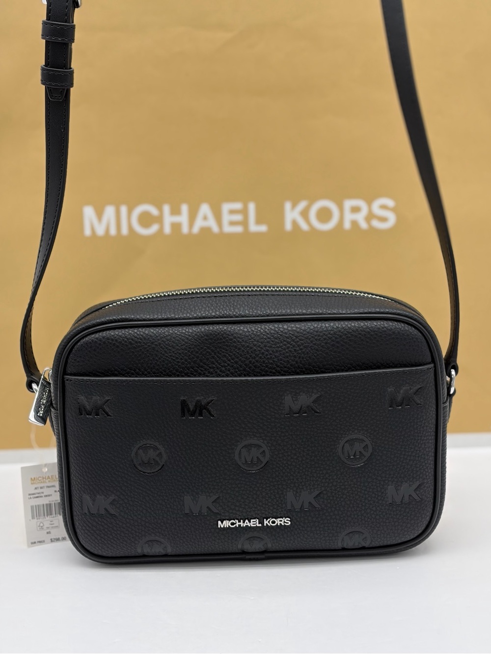 Michael Kors Black Jet Set Travel Large Logo Debossed Camera Crossbody Bag - Picture 12 of 16